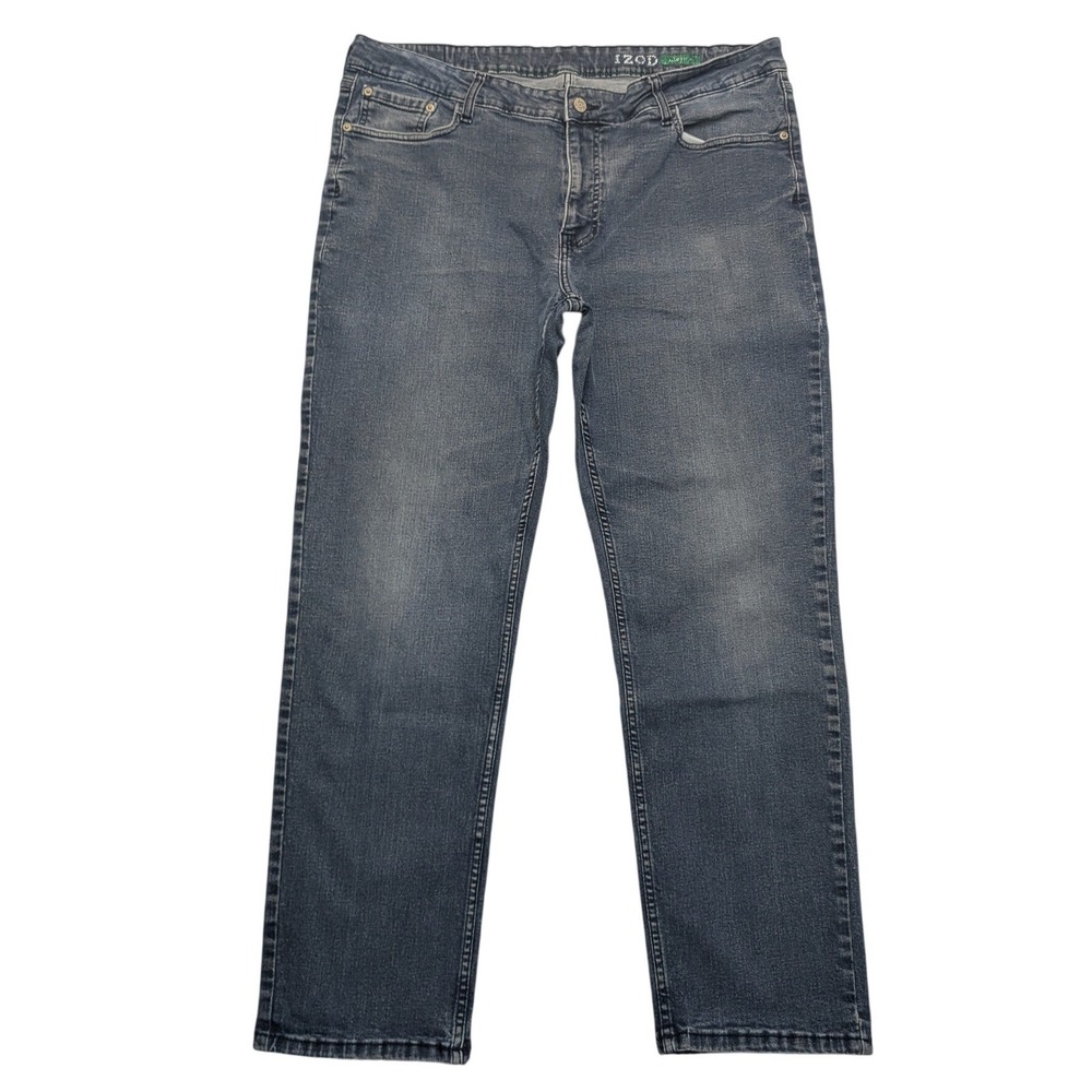 IZOD Jeans Mens 38x28.5 Blue Straight Fit Stretch Medium Wash Denim Pants